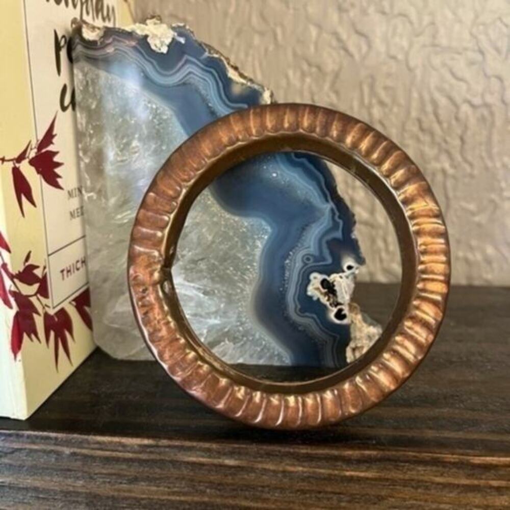 Vintage 70s Large Wide Chunky Solid Artisan Copper Bangle Bracelet B1